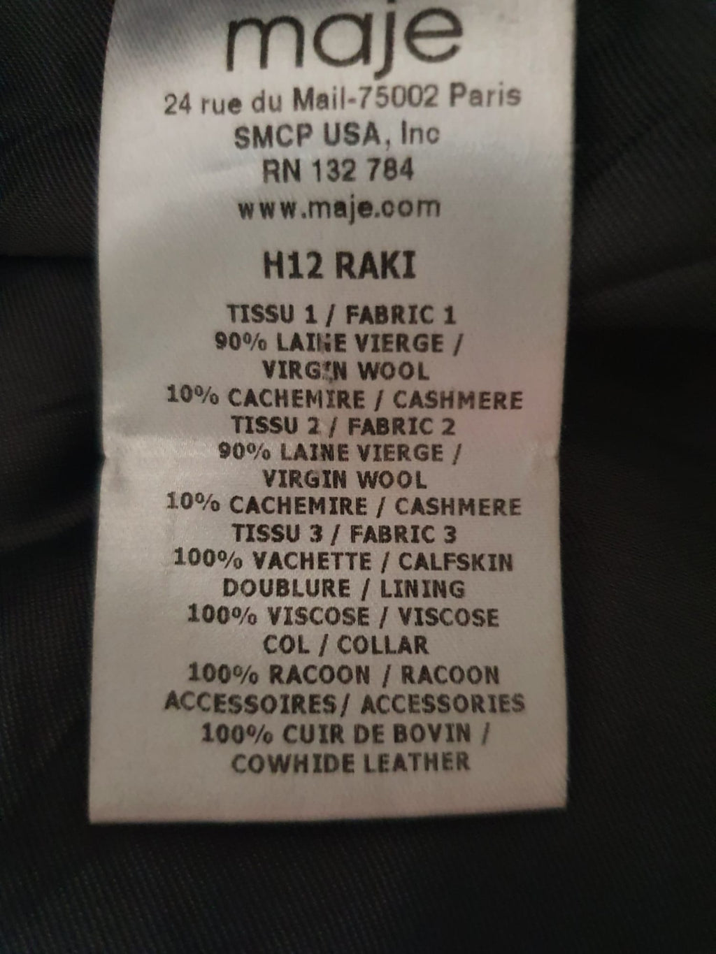 Manteau d'hiver Maje. Taille 38.