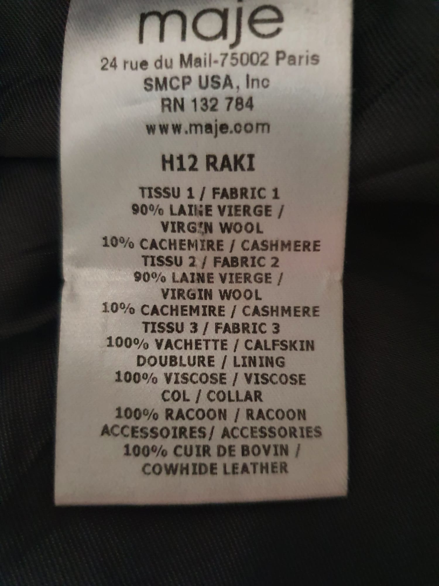 Manteau d'hiver Maje. Taille 38.