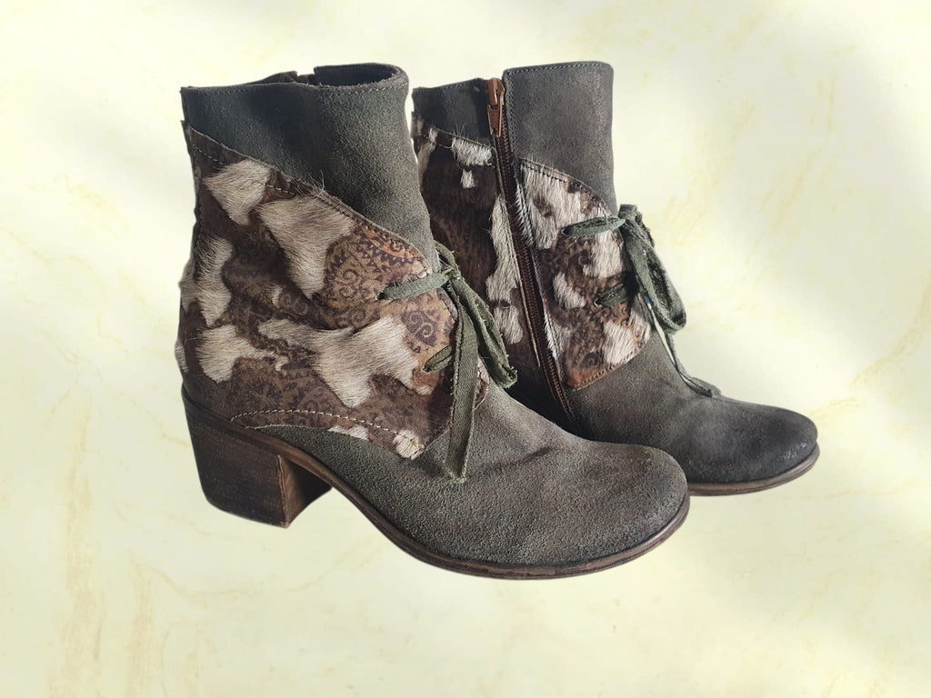 Bottines Papucei en Cuir et Poils Imprimés - Pointure 38 - Élégance Bohème