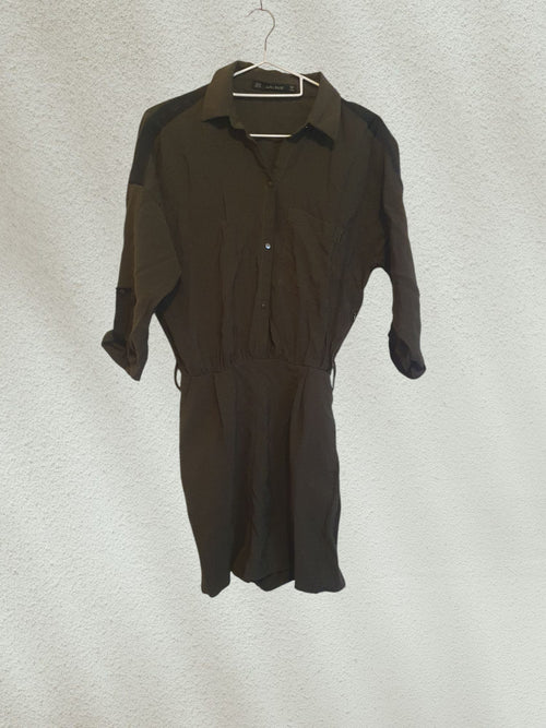 Combishort kaki Zara Style Safari Chic (Taille 34)