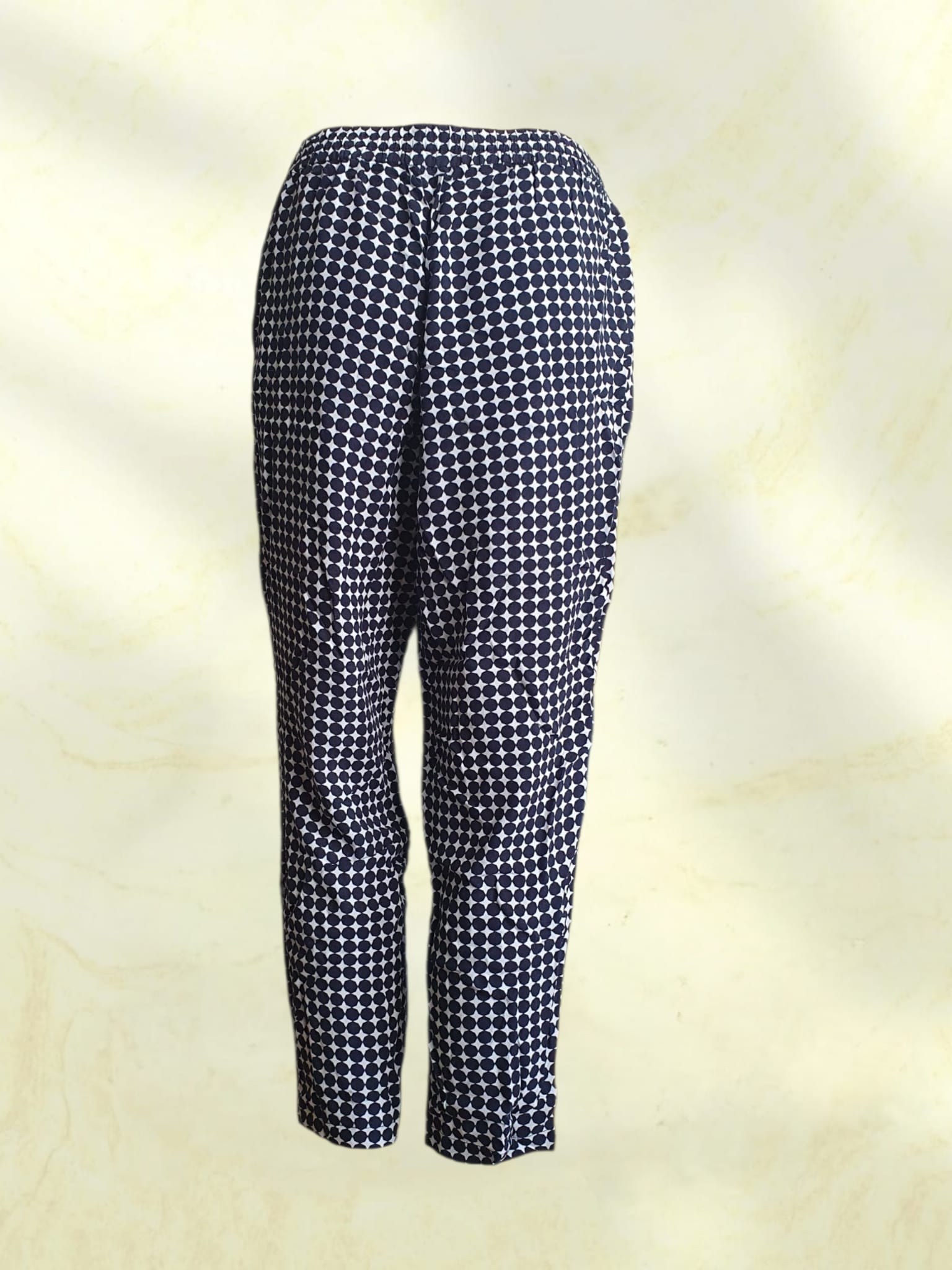 Pantalon d'été Fluide Liu Jo Jeans - Imprimé Géométrique Bleu & Blanc T40