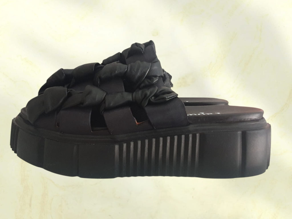 Sandales Plateformes Papucei en Cuir Tressé Noir – Neuves p40 / 41