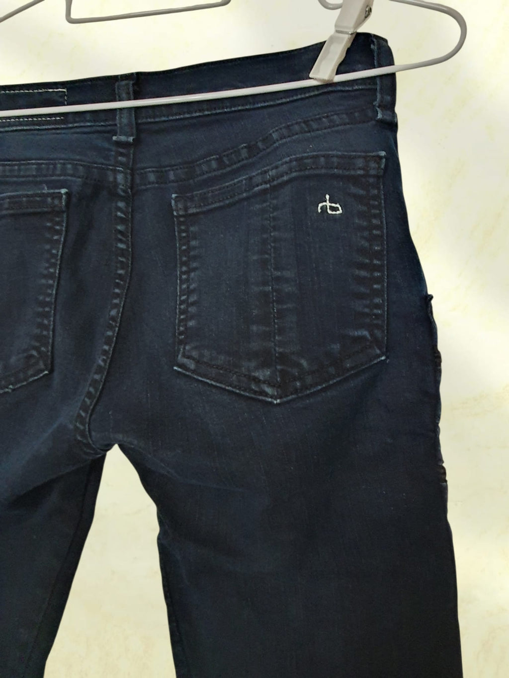 Jean Skinny Biker Rag & Bone - Modèle "Midnight" à Zips Métalliques  T34