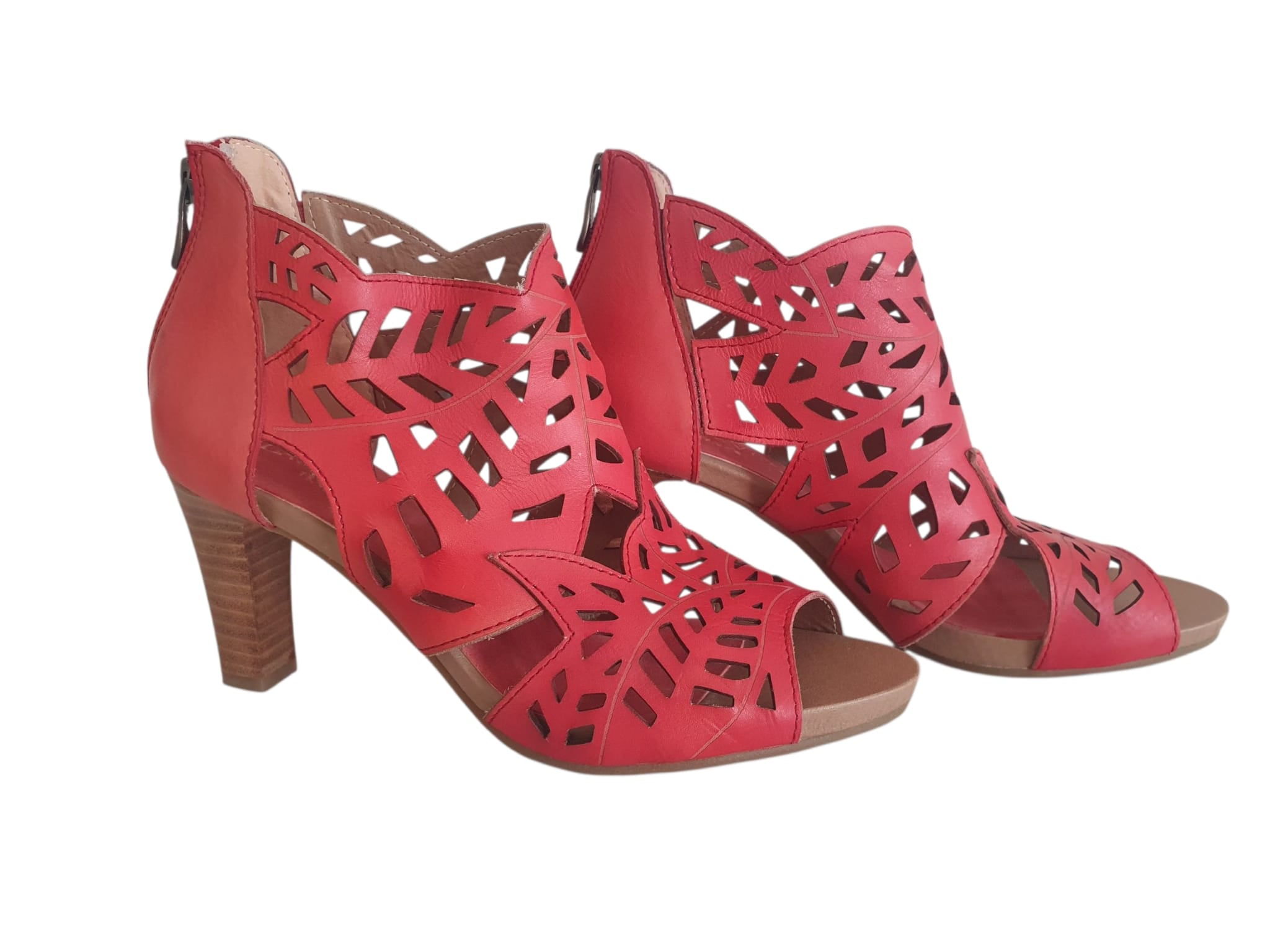 Sandales Laura Vita en Cuir Rouge- Élégance & Confort- Pointure 40