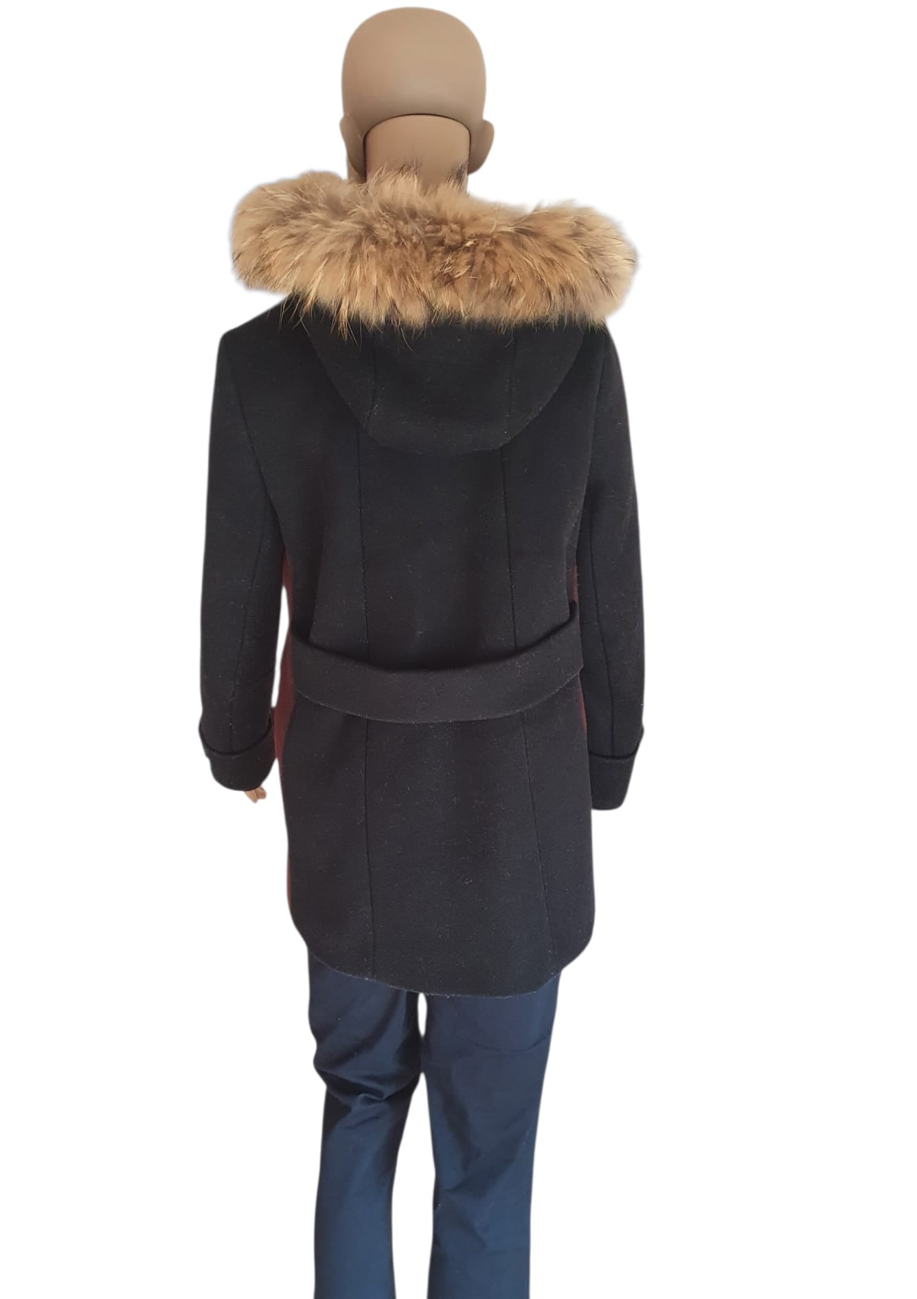 Duffle-Coat Maje "Ganxia"- Laine et Fourrure- Taille 36