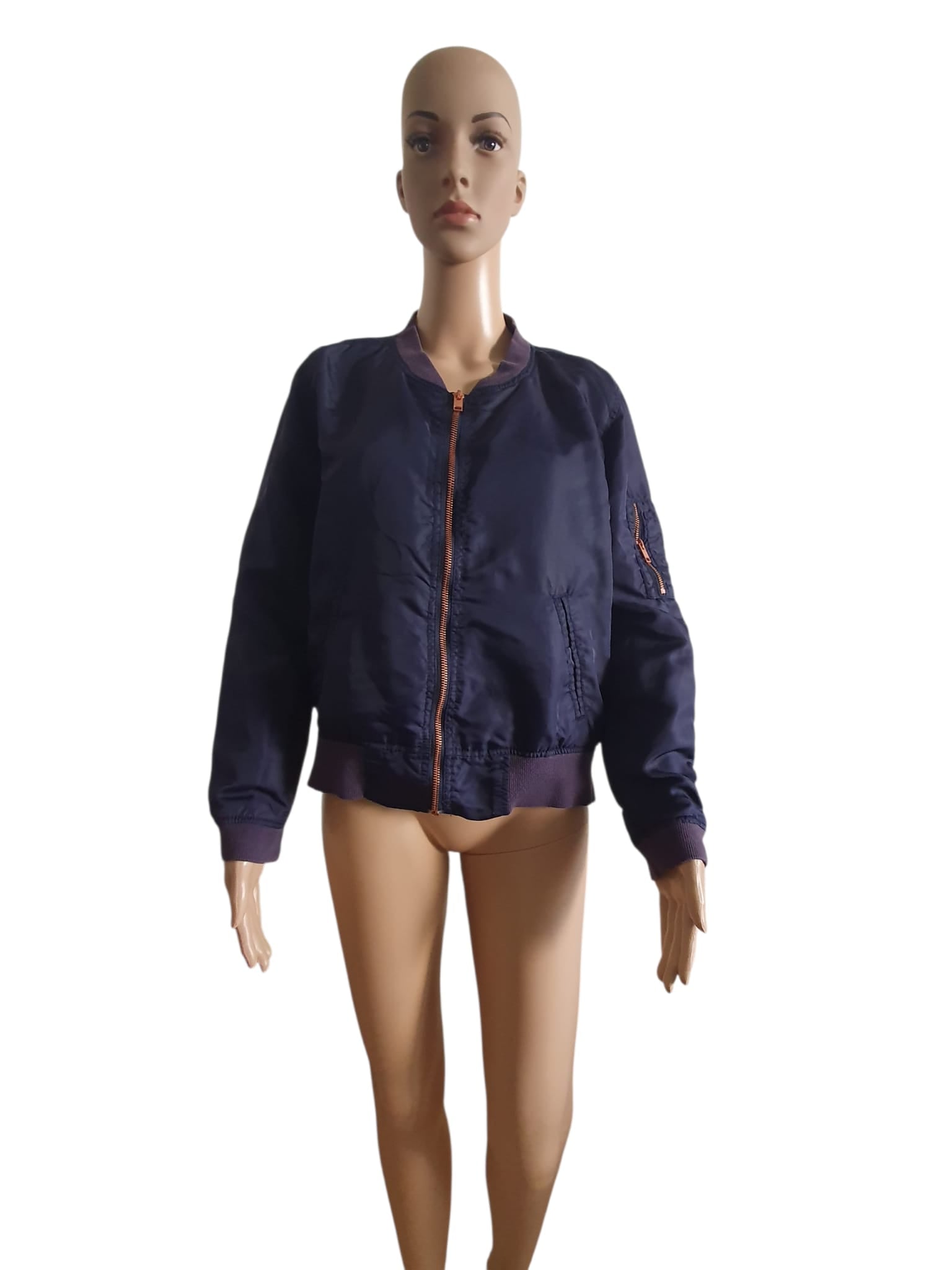 Bomber Bleu Marine H&M – Veste Légère Mi-Saison – Taille 38 (M)