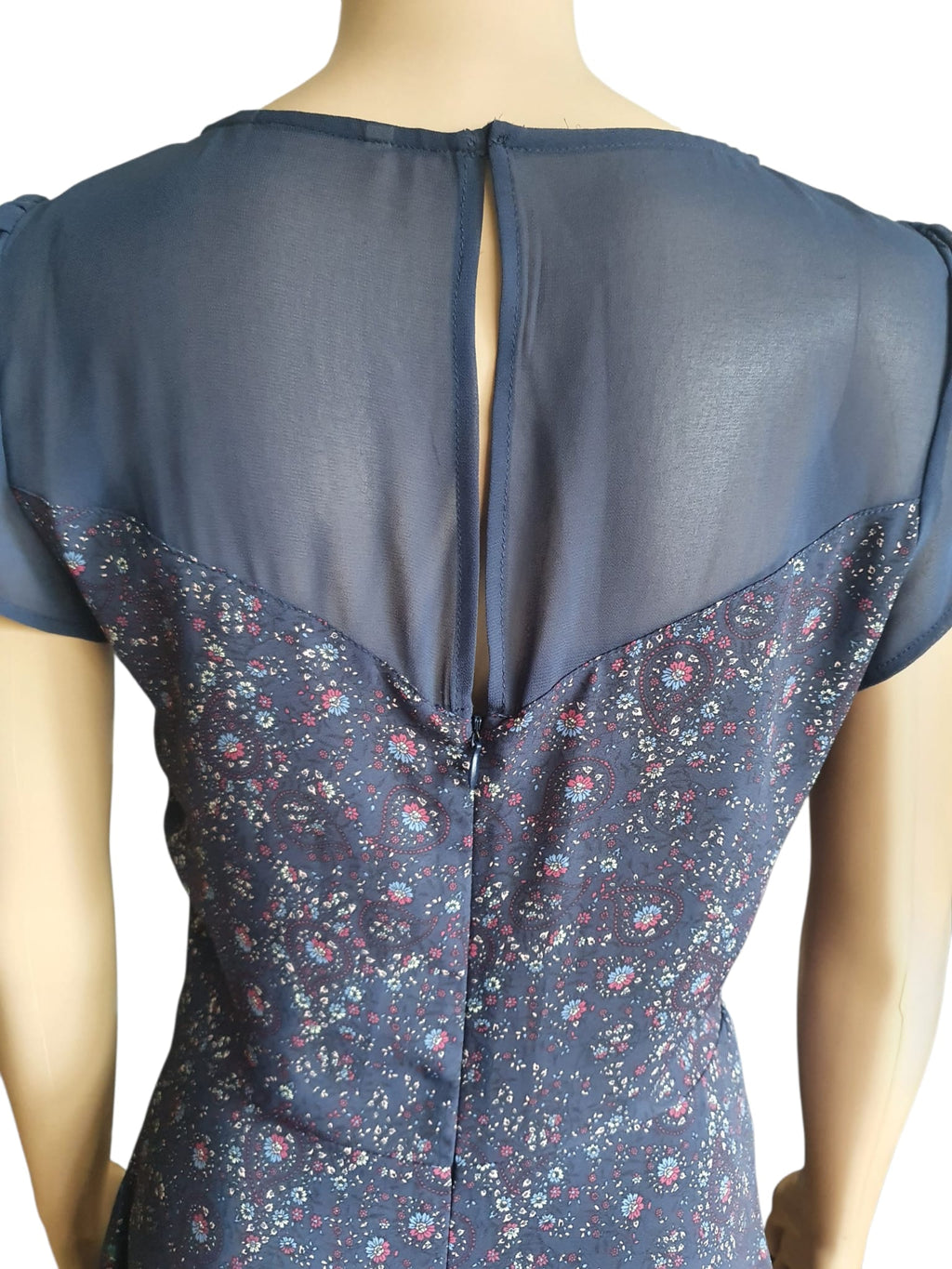 🌸 Robe d’Été Bleu Nuit  – Style Romantique & Léger - Taille 36 (S)