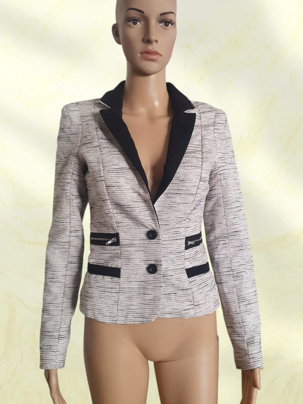 Veste Blazer Femme Vero Moda "Sonice" – Noir & Blanc Chiné | Taille S / 36