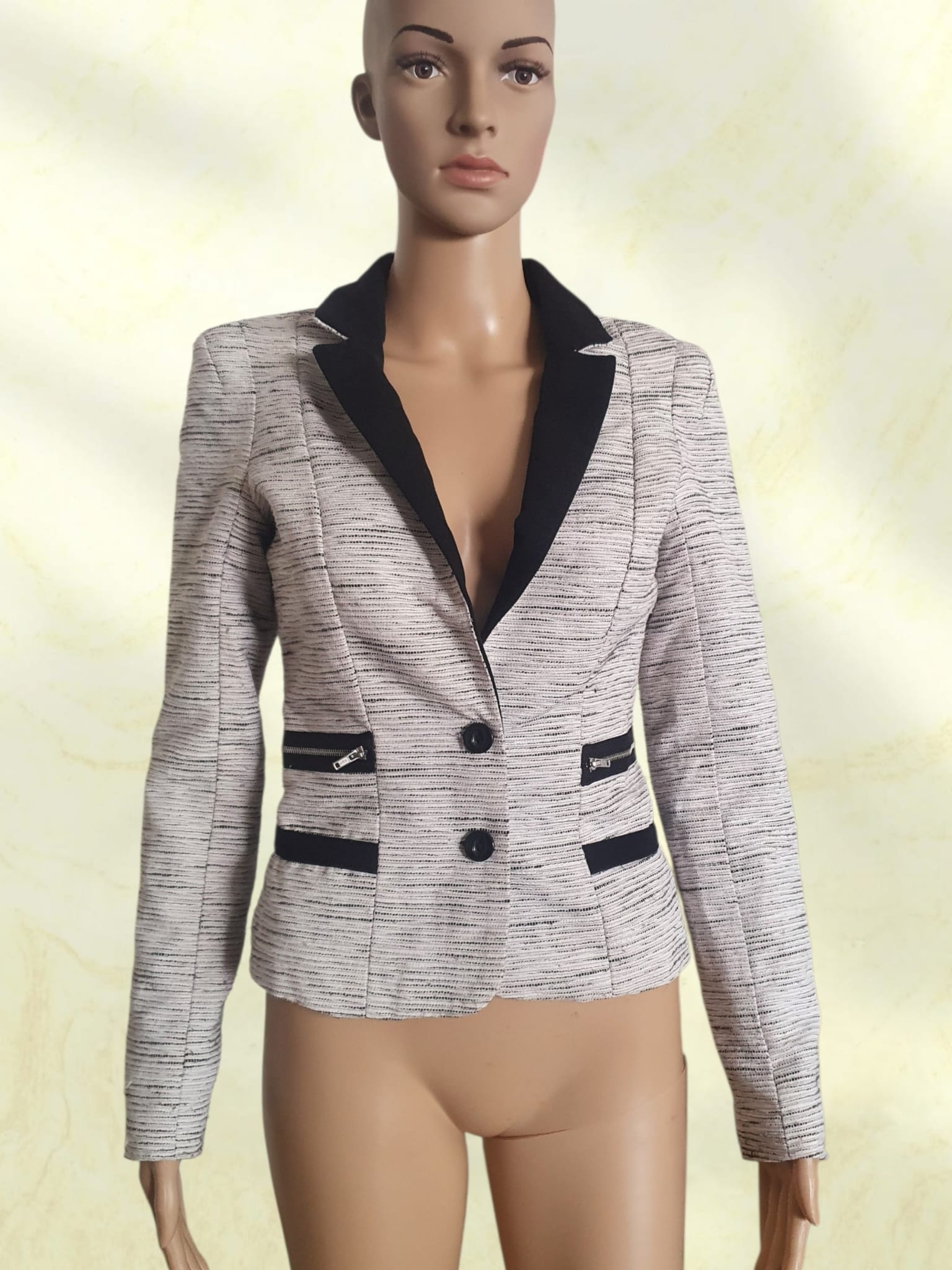 Veste Blazer Femme Vero Moda "Sonice" – Noir & Blanc Chiné | Taille S / 36
