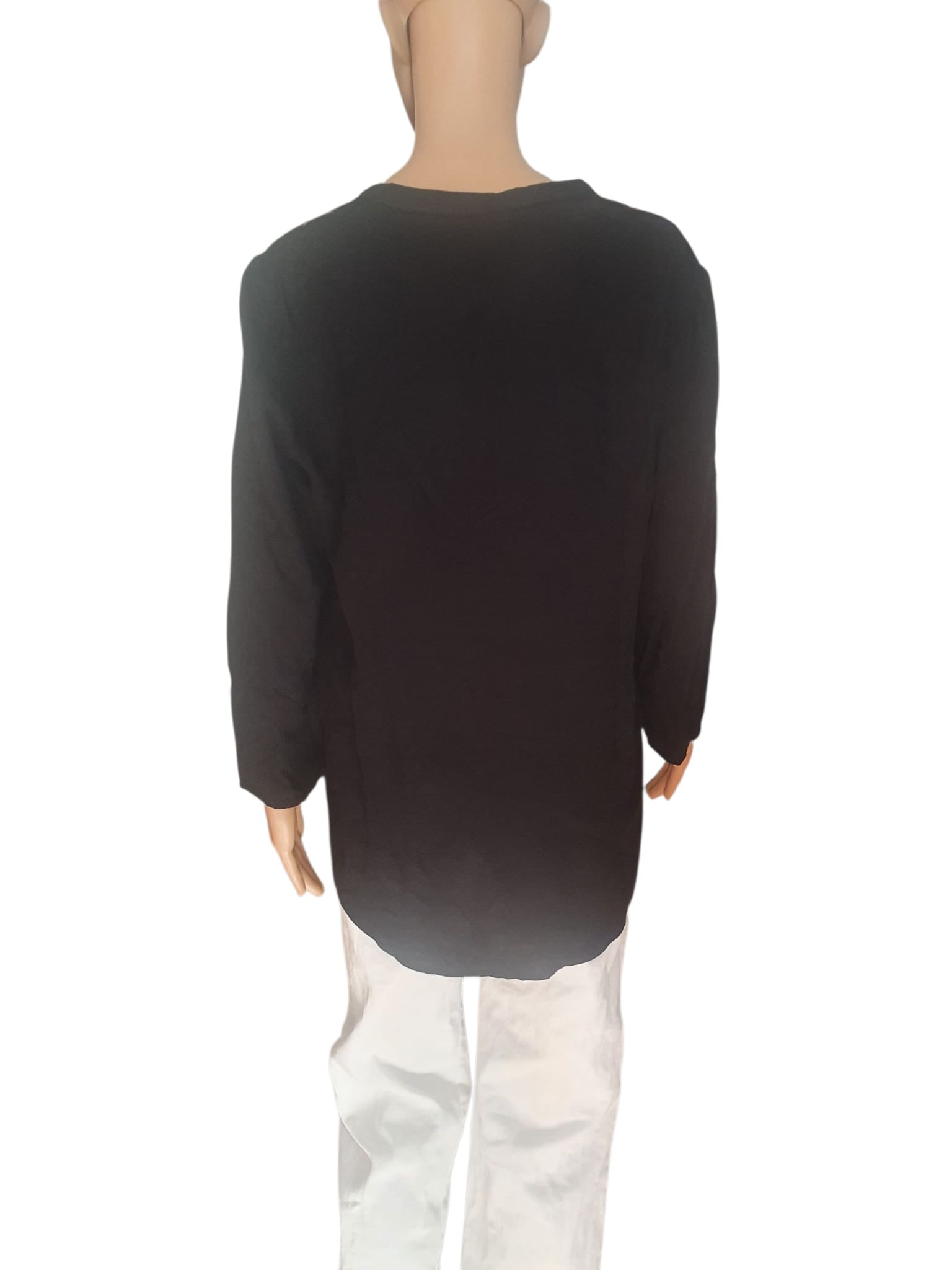 Chemise Fluide Noire à Motifs Grues Roses - Gémo (Taille 42)