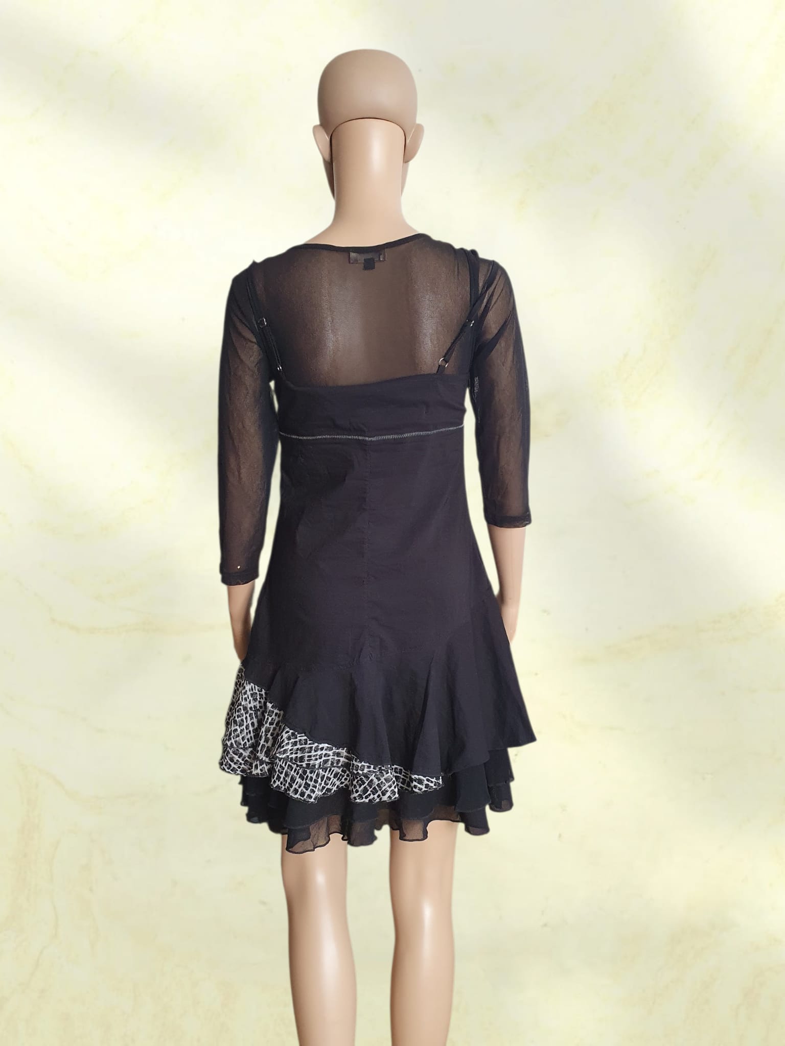 Robe Noire Bohème Rock & Mesh – Style Gothique Chic – K Woman T38
