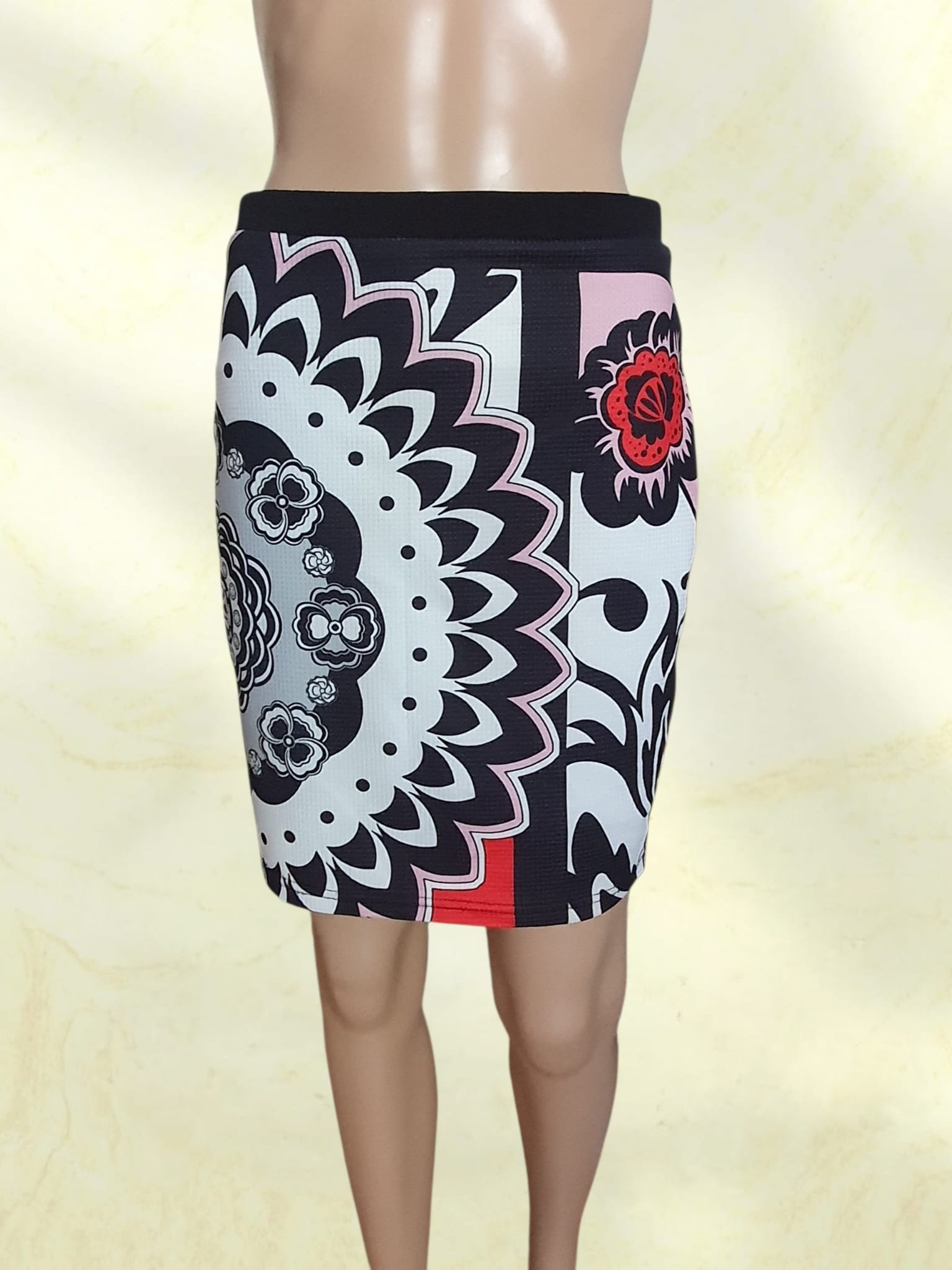 Jupe Crayon "101 Idées" - Imprimé Mandala, Floral et Géométrique - T36 / 38