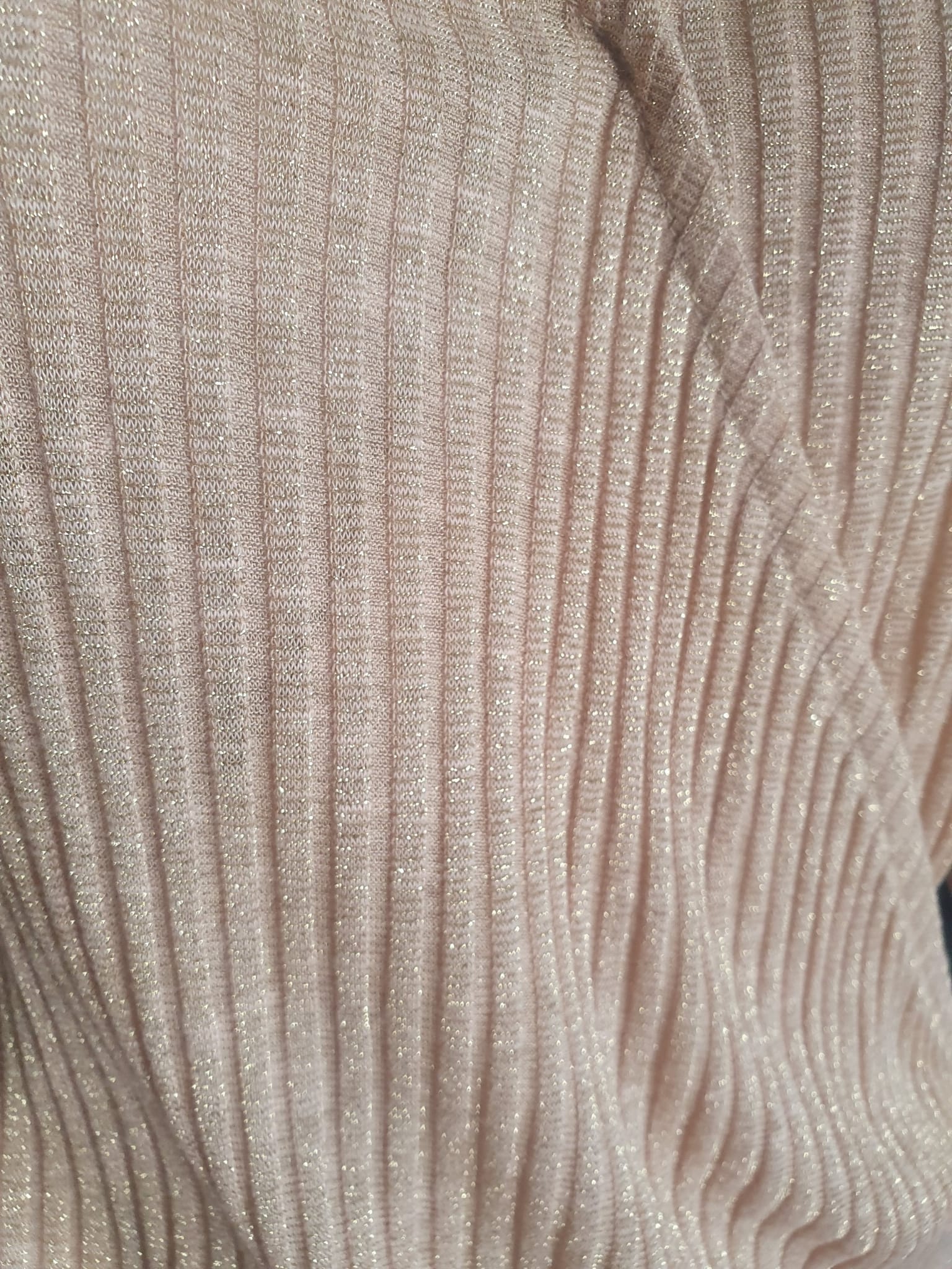 Top Effet Cache-Cœur Lurex Rose Poudré / Beige Irisé - Promod (Taille S / 36)