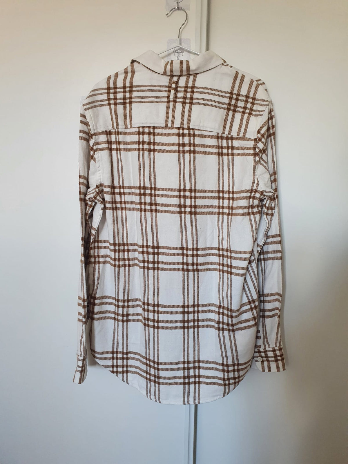 Chemise en Coton Homme NN07 New Arne 5166 – Carreaux Marron & Blanc - Taille S - Neuve avec Étiquette