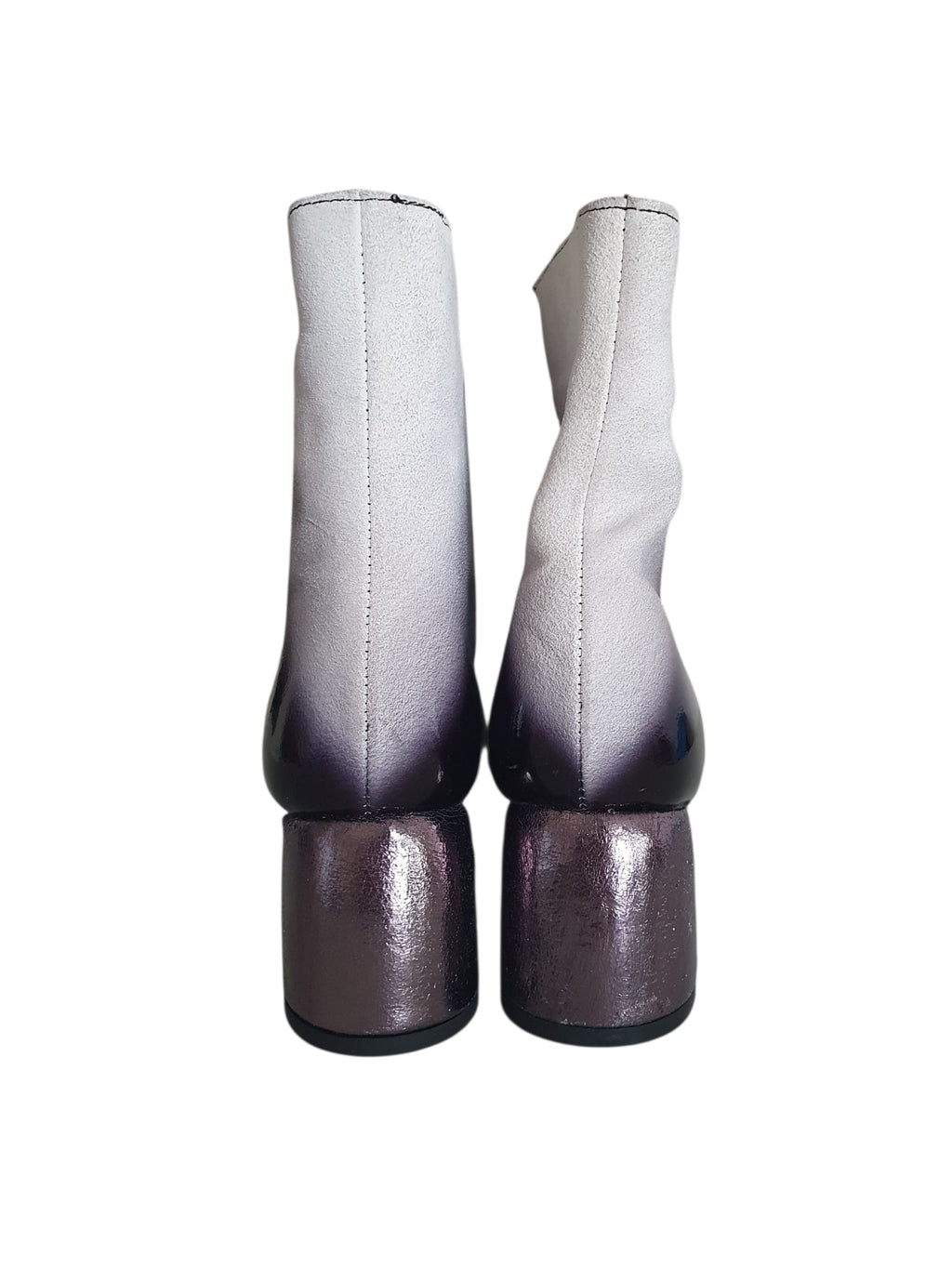 Bottines Papucei Ghost – Cuir Verni Noir, Reflets Violets & Cuir Brut – Pointure 37
