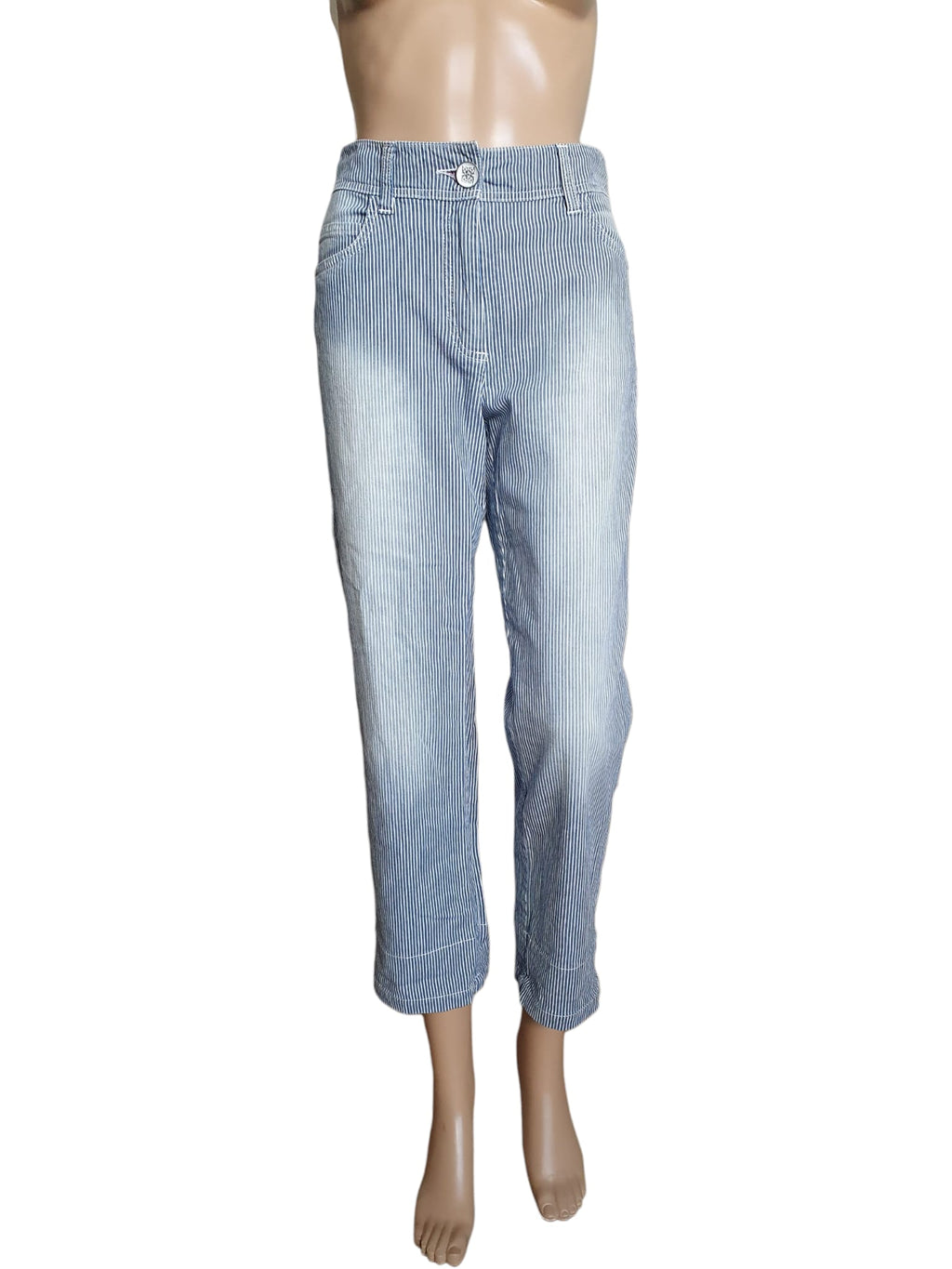 Pantalon 7/8ème Rayé Bleu et Blanc - Un Jour Ailleurs (Taille 40)