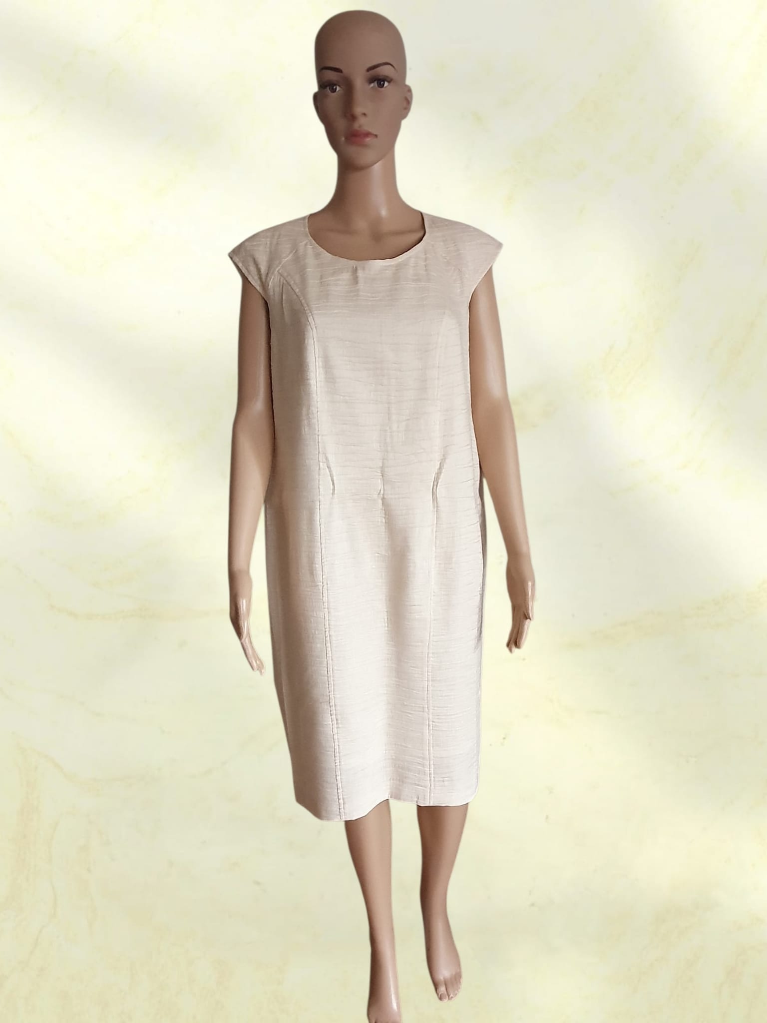 Robe Droite en Lin et Soie Apostrophe - Beige Crème Premium - T46