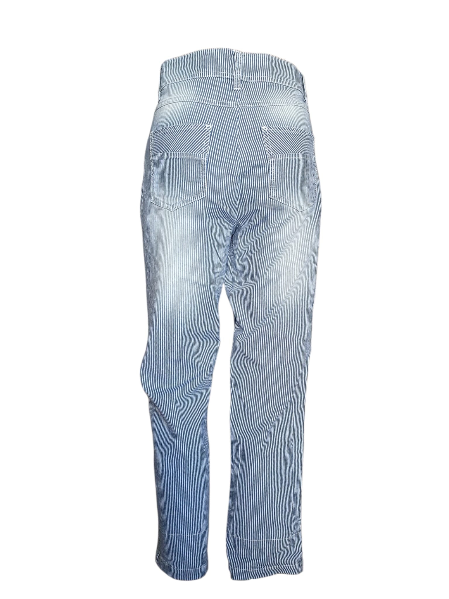 Pantalon 7/8ème Rayé Bleu et Blanc - Un Jour Ailleurs (Taille 40)