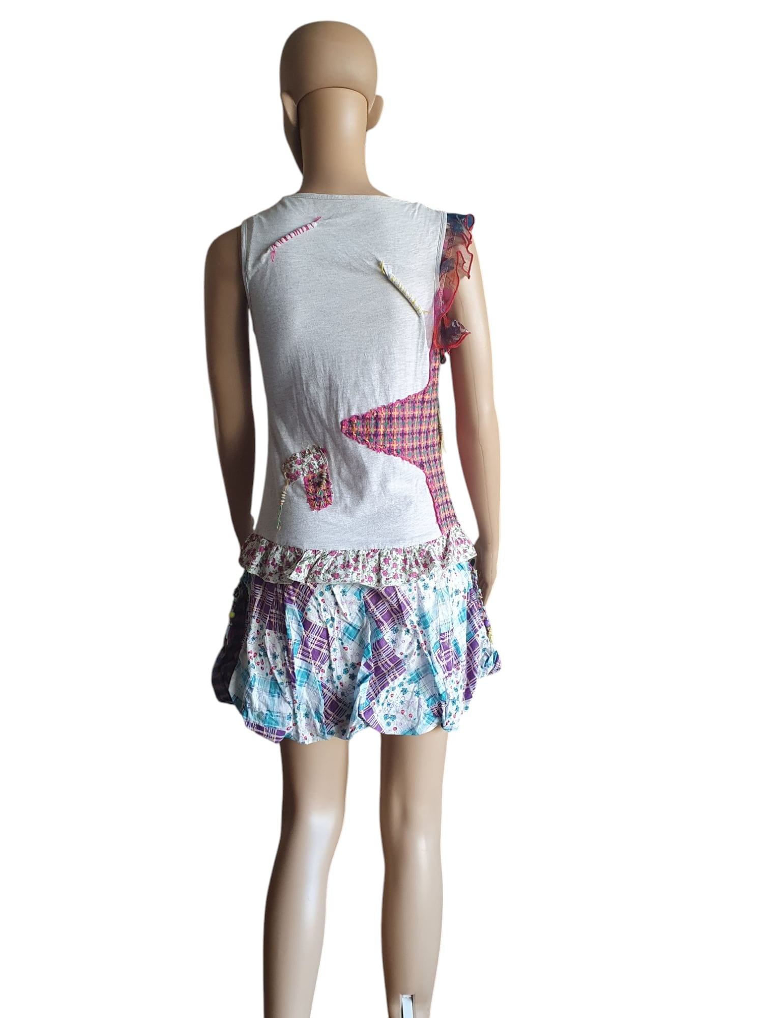 🌸 Robe "Jardin Bohème"- Création Arty en Coton Patchwork T38