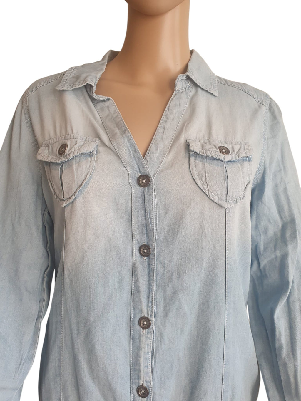 Robe Chemise en Jean Léger Bleu Clair - Style Safari & Casual - Cache Cache T40