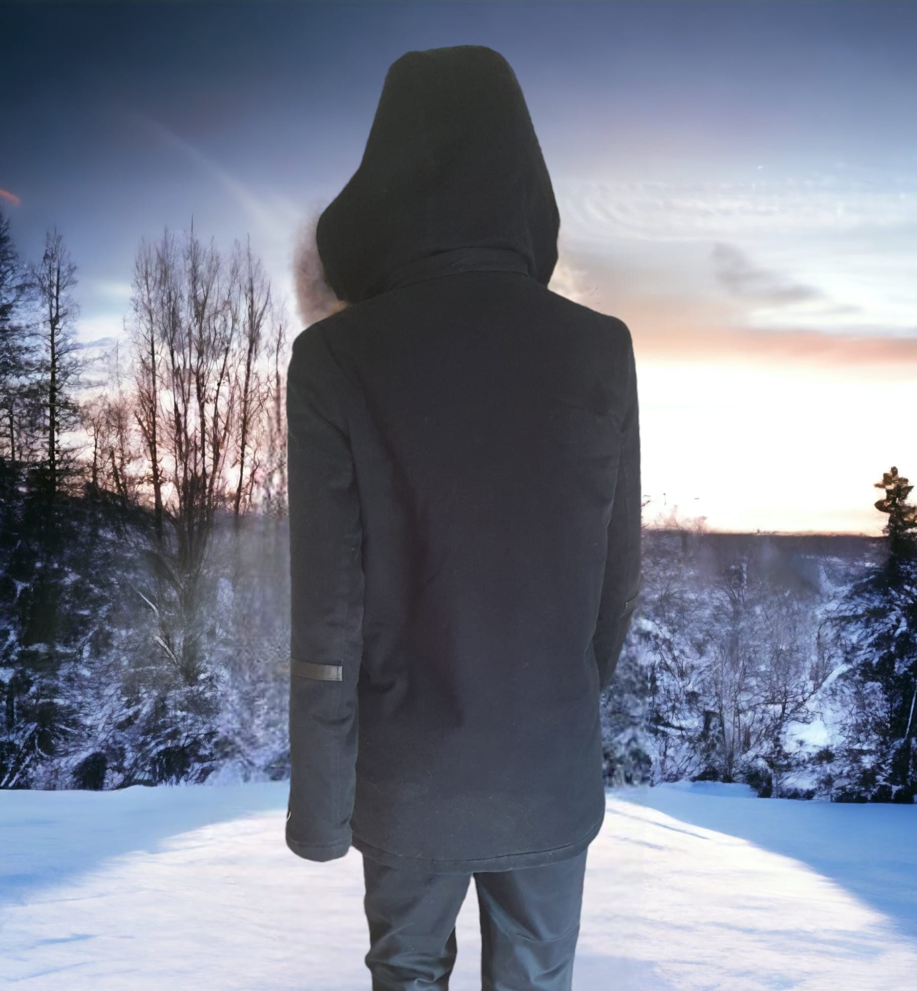 Parka Maje "GOBY"- Bleu Marine- Fourrure & Cuir- Taille 36