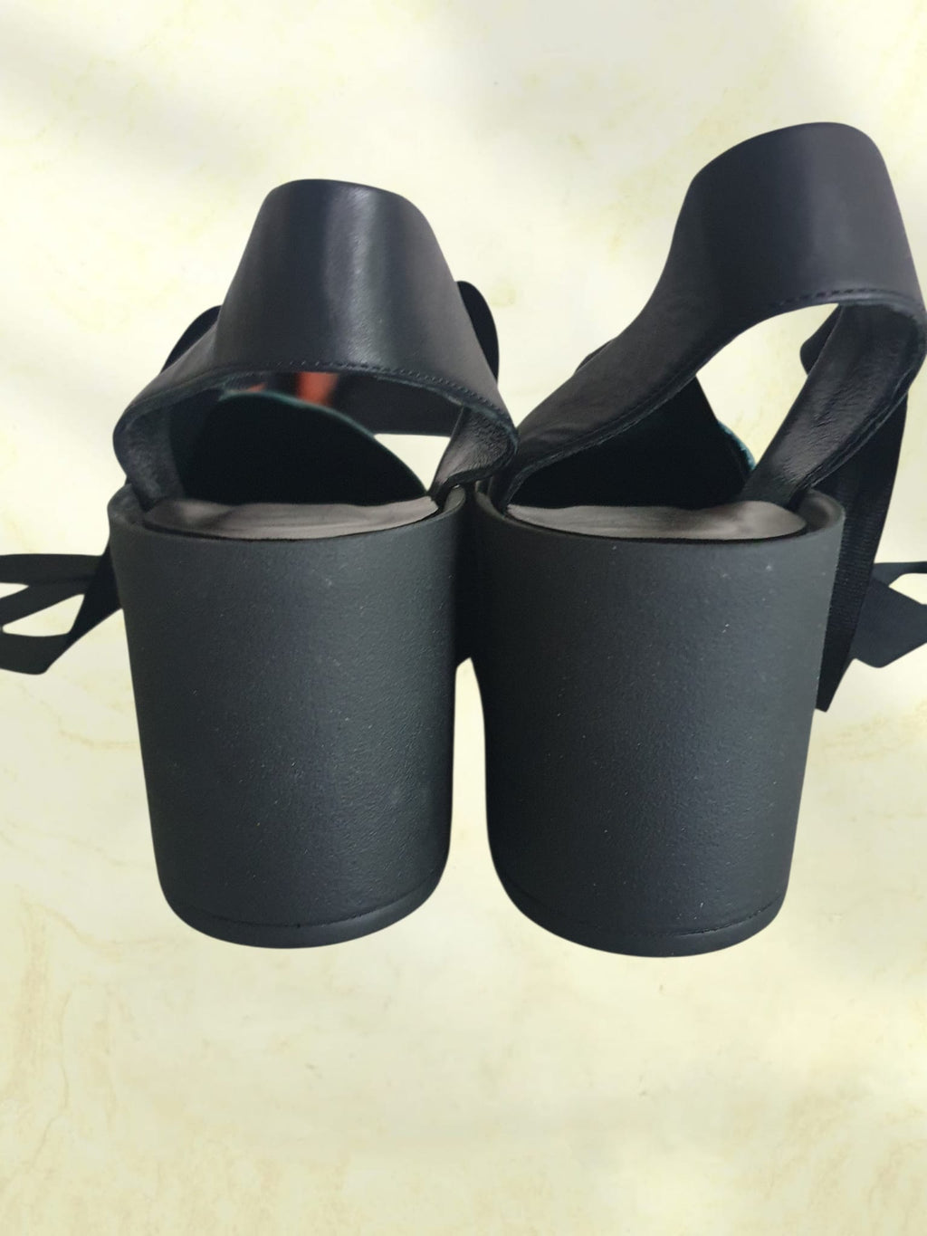 🎨 Sandales Plateformes "Arty" Papucei – Cuir Marbré & Rubans à Nouer P40