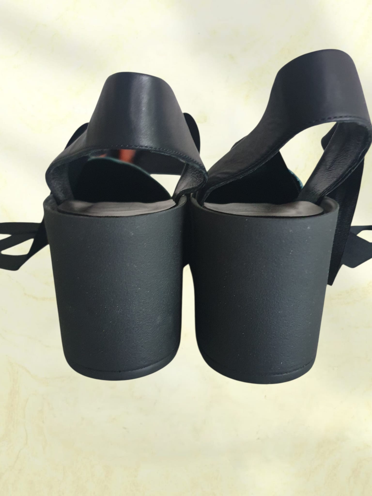 🎨 Sandales Plateformes "Arty" Papucei – Cuir Marbré & Rubans à Nouer P40